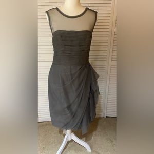 White By Vera Wang, Mesh Bubble Cocktail Dress Sleeveless, Gray, Size 8